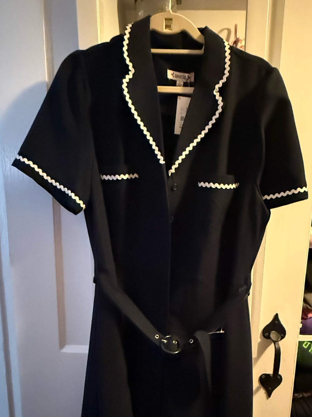 Nanette Lepore Navy Midi Dress with White Trim